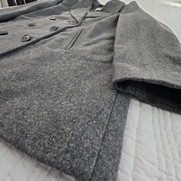 Old Navy Wool Blend Pea Coat Women's XL Double Breasted Gray Grey NWOT Vented - Picture 3 of 15